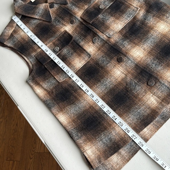 Mellowday Plaid Brown Flannel Vest Wool Blend Size M - Picture 12 of 13